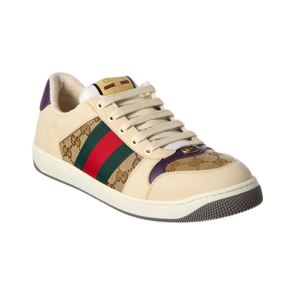 Gucci Screener Leather Sneaker, Beige